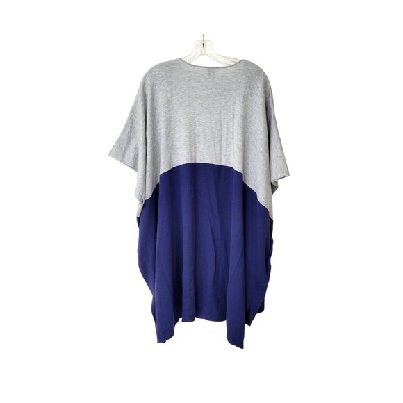 Echo Women's Colorblock Cardigan Gray & Navy Blue Open Front Lightweight - Picture 2 of 5